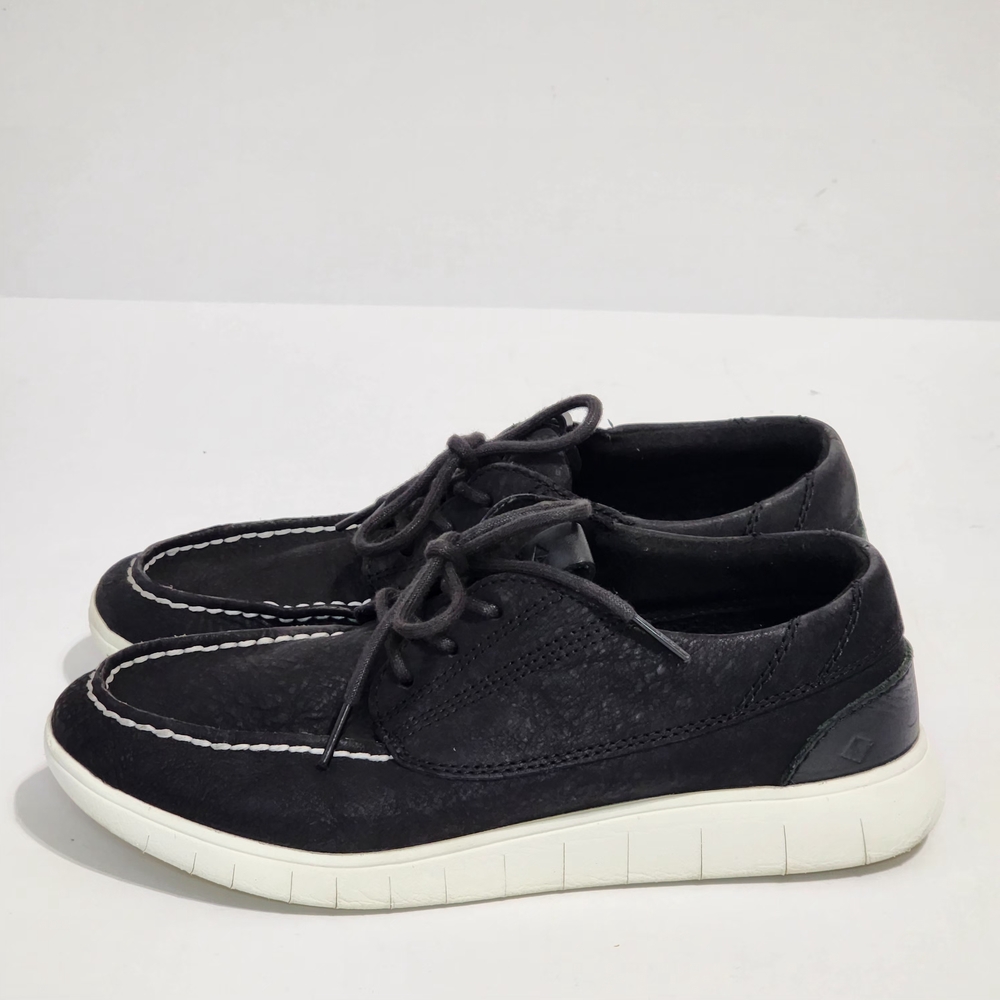 Men's Sperry Topsider Coastal Plushwave Black Boat Shoes US 7.5 Comfy Minimalist